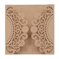 Detailed laser cut lace pattern on brown kraft paper wedding invitation envelope cover - Beige Gold