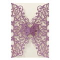 Elegant purple glitter laser-cut butterfly invitation card for weddings and parties - Lavender