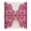 Laser-cut fuchsia glitter invitation cover with elegant European scroll patterns - Glitter Rose Red