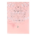 Invito di nozze rosa tagliato al laser con motivi floreali pizzo e decorazione con gemma a goccia - Rosa