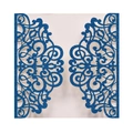 Detail of laser-cut glitter blue wedding invitation sleeve with European floral pattern - Glitter Royal Blue