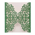 Laser cut invitation card in green glitter paper with symmetrical floral lace pattern - Glitter Dark Green