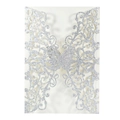 Invitation de mariage européenne découpée au laser argentée avec motif papillon décoratif - Argenté