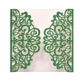 Elegant green laser-cut wedding invitation cover with gold glitter and floral patterns - Glitter Dark Green