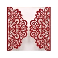 Laser cut red glitter wedding invitation card with intricate symmetrical scroll patterns - Glitter Red