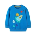 Sweat-shirt bleu vif pour enfants avec imprimé fusée spatiale et planètes devant - 2Y(90cm) / Bleu