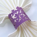Purple pearlescent paper napkin ring with hollow clover pattern for wedding table decor - Dark Purple