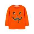 Maglietta bambini a maniche lunghe arancione con stampa zucca di Halloween - 2Y(90cm) / Stampa Zucca Halloween (5259)