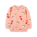 Felpa rosa da bambina con stampe di volpe e riccio e polsini a costine - 2Y(90cm) / Stampa Arancione Rosato (8011)