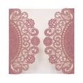 Detailed laser cut pink glitter lace wedding invitation card with floral patterns - Glitter Pink