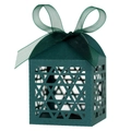 Dark green Hanukkah gift box with star hollow-out design and sheer ribbon bow - Ink Green