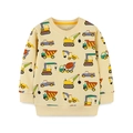 Felpa gialla per bambini con stampe di veicoli da cantiere e girocollo a maniche lunghe - 2Y(90cm) / Stampa Veicoli da Cantiere Giallo Pallido