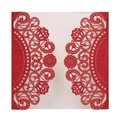 Elegant red glitter laser-cut lace wedding invitation cover with intricate hollow pattern - Glitter Red