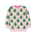 Felpa rosa a maniche lunghe da bambina con motivi di alberi di Natale e stelle - 2Y(90cm) / Rosa (8186)