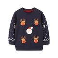 Sweat de Noël bleu marine pour enfants avec imprimés rennes et Père Noël pour l'hiver - 2Y(90cm) / Bleu Marine (8187)