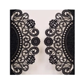 Intricate laser-cut black glitter lace invitation cover for weddings and events - Glitter Black
