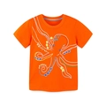T-shirt garçon orange en coton avec imprimé pieuvre cartoon et motifs à pois multicolores - 2Y / Orange