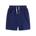 Navy blue boys cotton knit sports shorts with white drawstring and elastic waist - 2Y(90cm) / Navy Blue (3094)