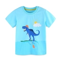 T-shirt manches courtes en coton bleu clair pour garçons avec imprimé dinosaure et crocodile - 2Y / T-Shirt Imprimé Dinosaure Seul (Sans Short) (5308)