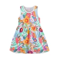 Abito estivo smanicato in cotone per bambina con stampe floreali e farfalle colorate - 2Y(90cm) / Stampa Multicolore