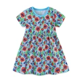 Short-sleeve baby girl floral print princess dress in light blue cotton summer fabric - 2Y(90cm) / Light Blue Floral