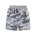 Boys grey camouflage cotton knit shorts with elastic drawstring waist and side pockets - 2Y / Gray Camouflage