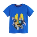 Kinder T-Shirt in Himmelblau aus Baumwolle mit gelbem Bagger-Aufdruck und Rundhalsausschnitt - Blau (5298) / 2Y(90cm)