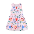 Ärmelloses Mädchenkleid in Rosa mit Cartoon-Prints wie Regenbögen, Herzen und Schmetterlingen - 2Y(90cm) / Rosa (1480)