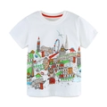 Weißes Jungen T-Shirt mit kreativem London-Wahrzeichen und Dinosaurier-Cartoon-Aufdruck - 2Y(90cm) / Weiße London Druck (5301)