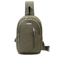 Borsa a tracolla leggera in nylon verde oliva con patch MACHUGE e cinghie regolabili - Grigio