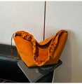 Sac fourre-tout en toile orange caramel avec poignée froncée et imprimé beyou artistique - Marron