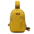 Borsa da petto in nylon giallo con scomparti a cerniera multipli e tracolla color kaki - Giallo