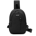 Versatile black lightweight nylon crossbody chest bag with multiple zipper pockets - Black