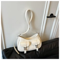 Sac sous le bras chic en cuir verni blanc crème avec boucles argentées - Blanc