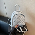 Mini zaino chic grigio-blu chiaro trapuntato con strass e doppia chiusura a zip - Blu