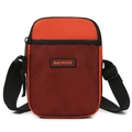 Portable orange and black crossbody bag with mesh pocket and adjustable shoulder strap - Orange