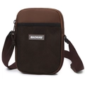 Brown patchwork crossbody phone bag with black mesh pocket and adjustable strap - Brown
