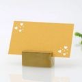 Elegant gold metal table number holder with heart laser-cut card for wedding decor - Gold