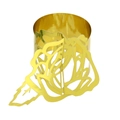 Detail of laser-cut golden rose pattern napkin ring with hollow metal craftsmanship - Mirror Gold