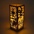 Linterna de Halloween con siluetas talladas de calabaza, bruja y gato y luz cálida - Silueta Calada (Pantalla Halloween-5) / Pantalla Halloween-5