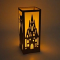 Linterna de Halloween negra con silueta de castillo gótico y gato con luz cálida - Gato Negro Fantasma Castillo (Pantalla Linterna Halloween-4) / Pantalla Linterna Halloween-4