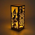 Halloween black castle lantern with spider web hollow pattern and warm glowing LED light - Halloween Lampshade-14 (10 Pack)