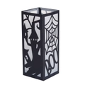 Halloween decorative paper lantern with spooky castle, spider web and BOO cutout designs - Black (10-Pack) Shade And Base Only (Without Electronic Candle)