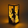 Halloween black ghost paper lantern with warm LED light featuring spooky silhouette carving - Halloween Lampshade-12 (10 Pieces)