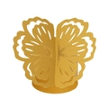 Close-up of laser-cut gold butterfly napkin ring with intricate hollow floral patterns - 20cm / Gold