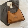 Brown suede and leather tote bag featuring a versatile shoulder and backpack design - Brown No Pendant