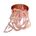 Detailed view of rose gold laser-cut rose napkin ring with shiny metallic finish - Mirror Rose Gold