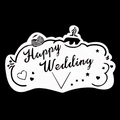 Elegante segnaposto bianco Happy Wedding con cuori e stelle per decorazione calici - 10*6CM / Bianco