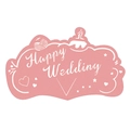 Biglietto di carta rosa a forma di nuvola con intaglio Happy Wedding per calici - 10*6CM / Rosa