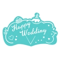 Biglietto creativo verde menta per calice Happy Wedding con motivi fatti a mano - 10*6CM / Blu Tiffany